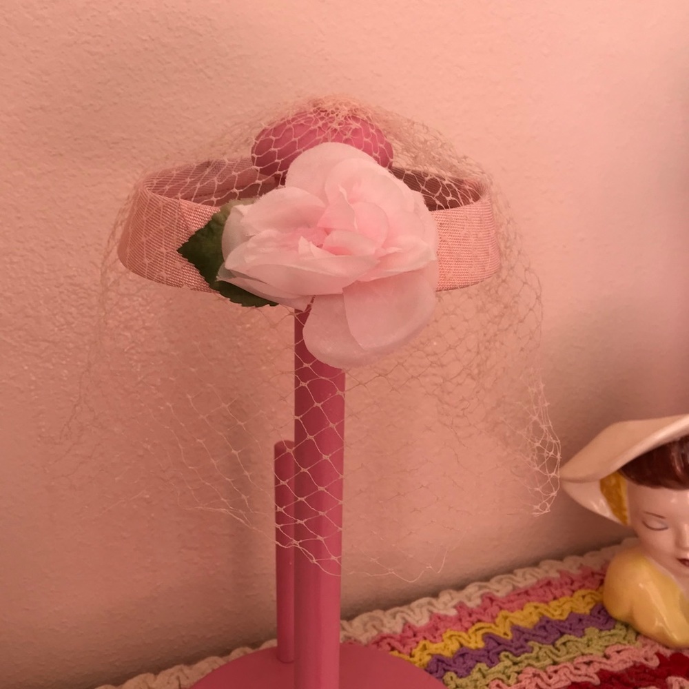 1950s pink rose hat girls size